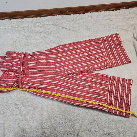 Anthropologie Ett:wa Red White Stripe Wide Leg Sleeveless Tied Jumper Women L - Picture 6 of 10
